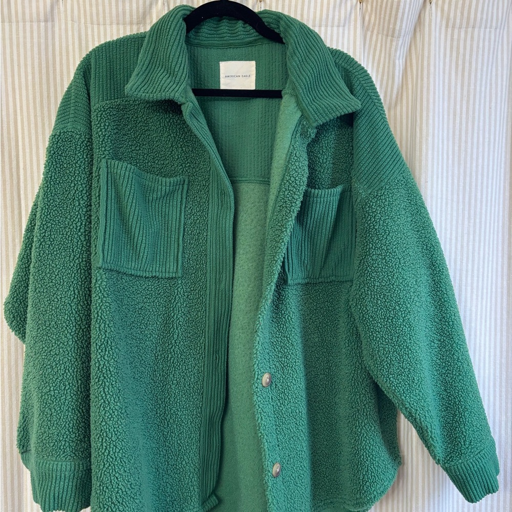 American Eagle Outfitters Green Sherpa Jacket